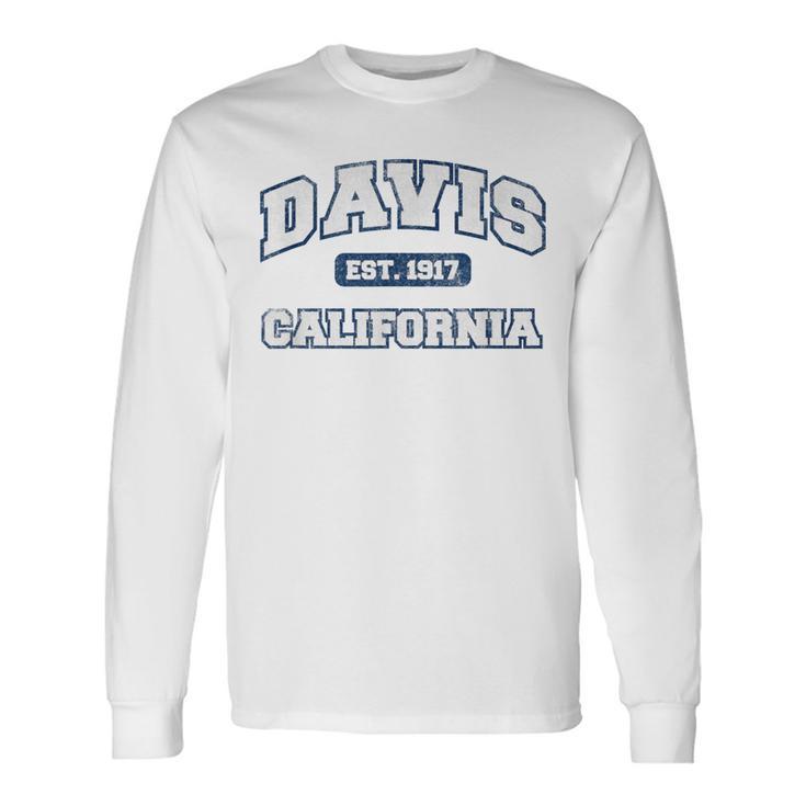 Davis California Varsity Vintage Style Long Sleeve T-Shirt