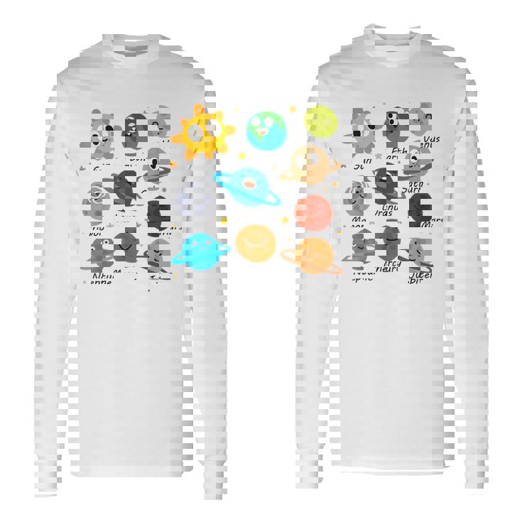 Divertido Pijama Con Sistema Solar Diseño De Astrónomos Camiseta de manga larga