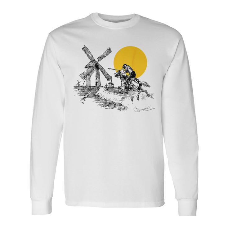 Don Quijote Gegen Windmill Im Sonnenschein Langarmshirts Geschenkideen