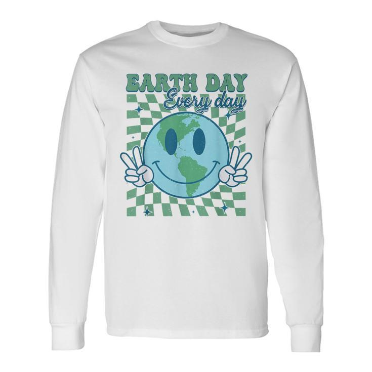 Earth Day Everyday Smile Face Hippie Planet Anniversary Long Sleeve T-Shirt