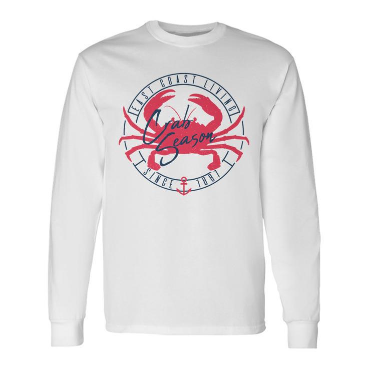 East Coast Living Crab Season Circle Long Sleeve T-Shirt Gifts ideas