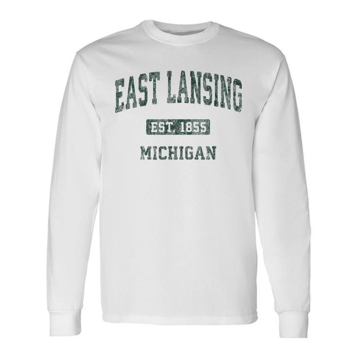 East Lansing Michigan Mi Vintage Athletic Sports Long Sleeve T-Shirt