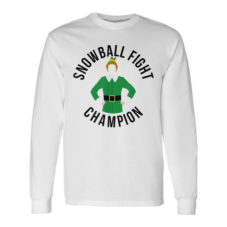 Elf Snowball Fight Champion Christmas Long Sleeve T-Shirt