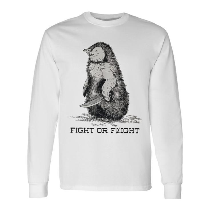 Fight Or Flight Penguin Pun Meme Long Sleeve T-Shirt
