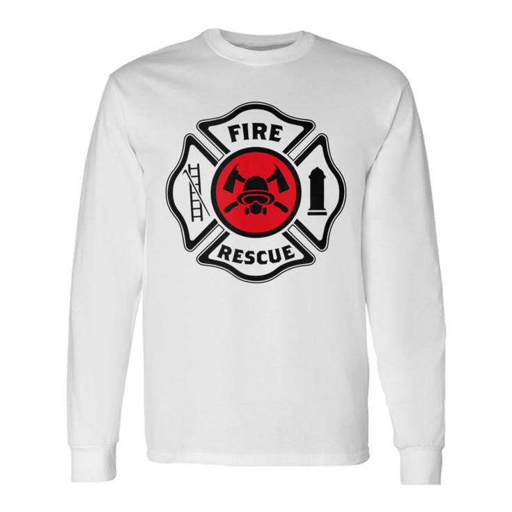 Fire & Rescue Maltese Cross Firefighter Long Sleeve T-Shirt Gifts ideas