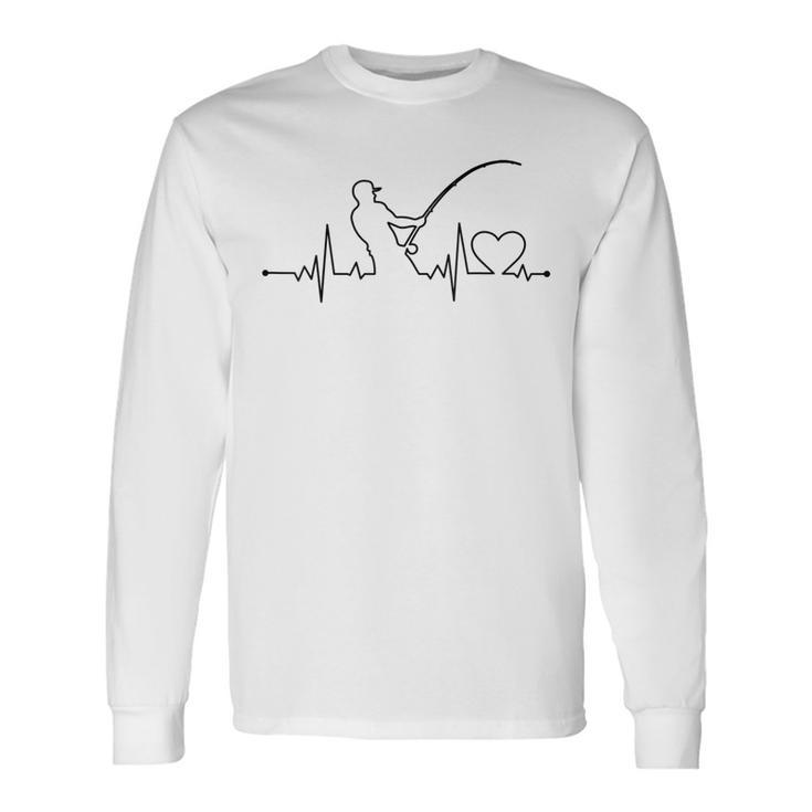 Fishing Daddy Fisherman Heartbeat Buddy Long Sleeve T-Shirt