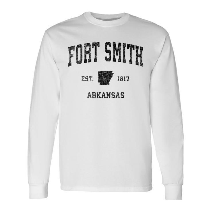 Fort Smith Arkansas Ar Vintage Sports Black Print Long Sleeve T-Shirt