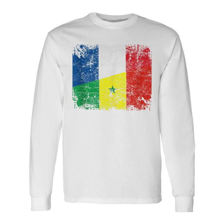 France Senegal Flags Half Senegalese French Roots Vintage Long Sleeve T-Shirt