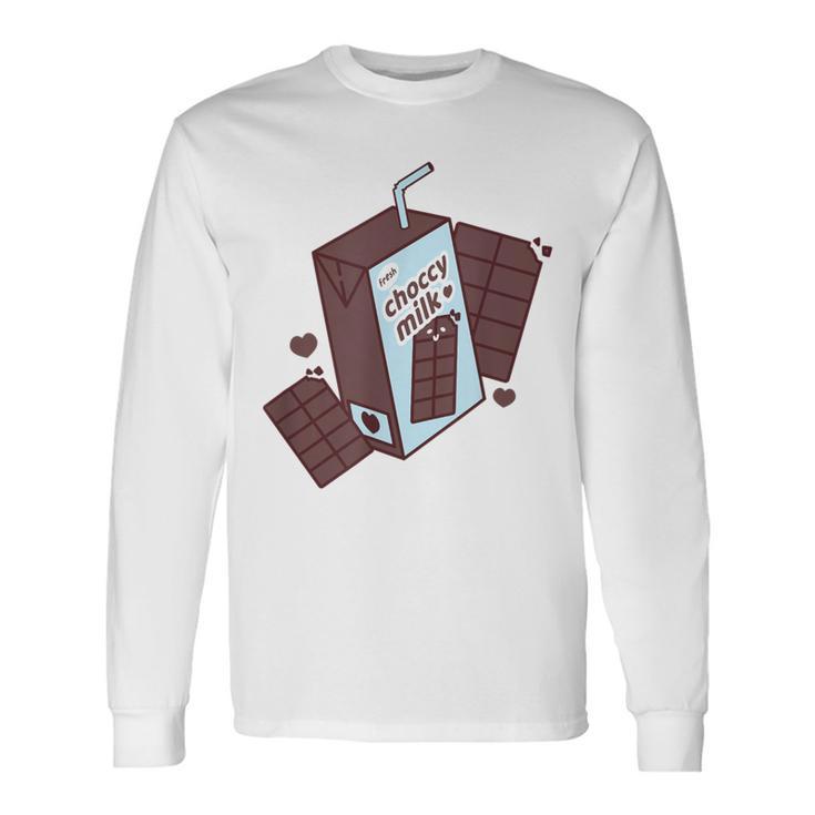 Fresh Choccy Milk Kawaii Meme Aesthetic Juice Box Long Sleeve T-Shirt