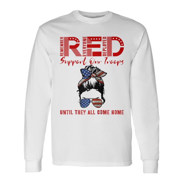 On Friday We Wear Red Friday Military Support Troops Us Flag Long Sleeve T-Shirt