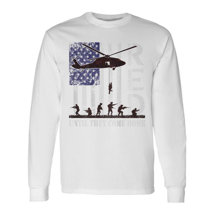 On Friday We Wear Red Friday Military Us Flag Print On Back Long Sleeve T-Shirt