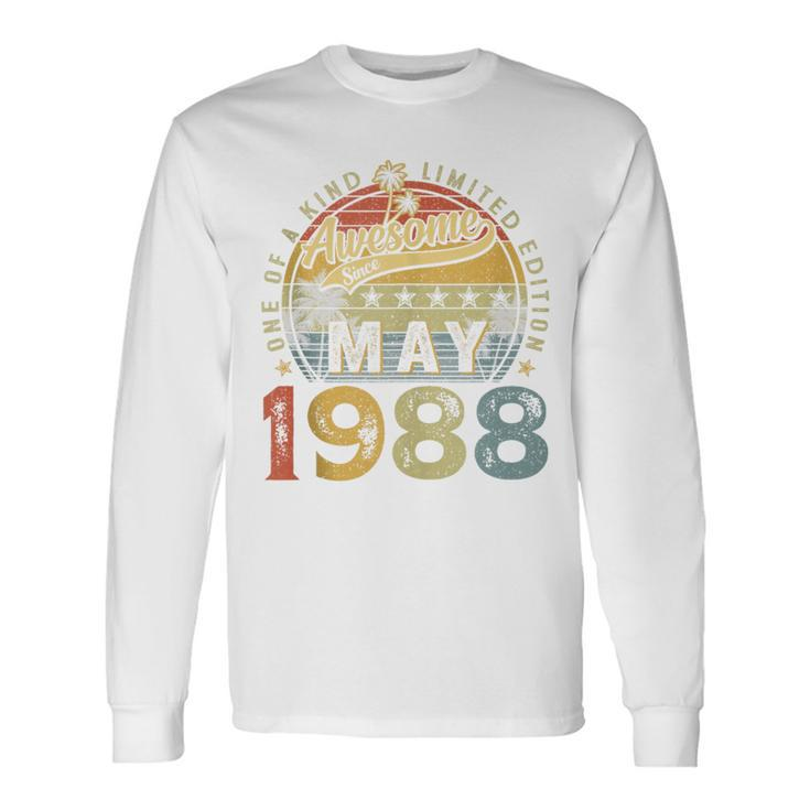 36 Years Old May 1988 Vintage 36Th Birthday Men Long Sleeve T-Shirt