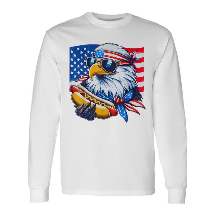 Bald Eagle Hotdog American Flag 4Th Of July Patriotic Long Sleeve T-Shirt