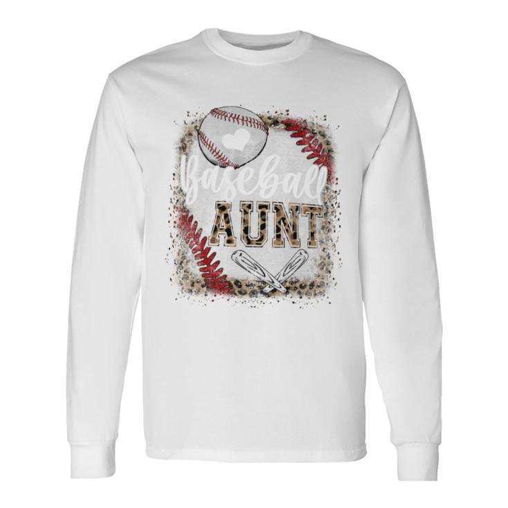 Baseball Auntie Vintage Leopard Baseball Pride Long Sleeve T-Shirt