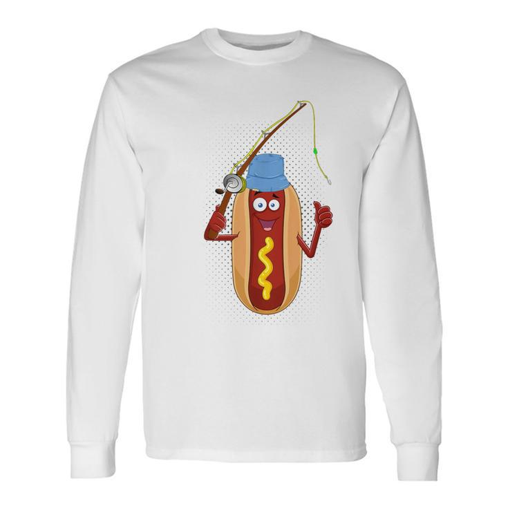 Fishing Hot Dog Vintage Hot Dog Fishermen Long Sleeve T-Shirt