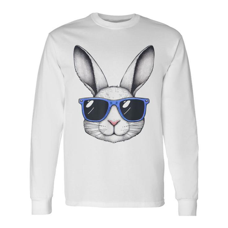 Rabbit Bunny Face Sunglasses Easter For Boys Men Long Sleeve T-Shirt