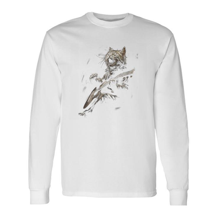 Rock Cat Singing And Playing Guitar Long Sleeve T-Shirt Gifts ideas
