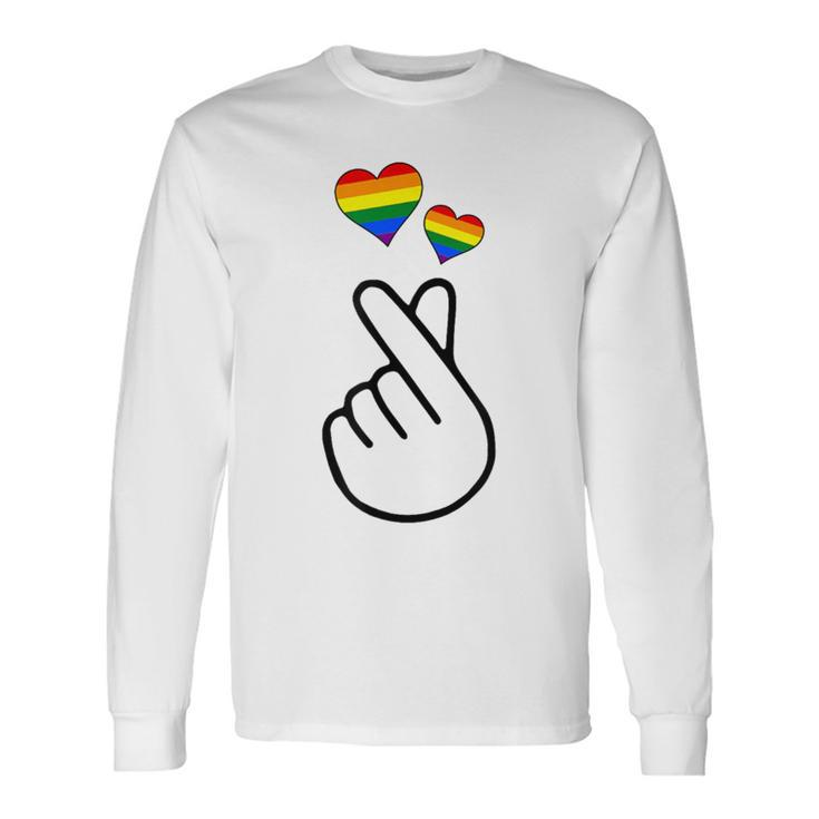 Gay Pride Month Human Lgbtq Korean Finger Heart K-Pop Love Long Sleeve T-Shirt Gifts ideas