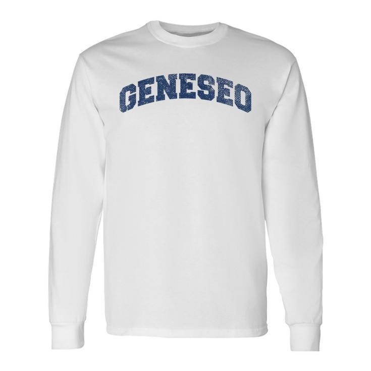 Geneseo New York Varsity Style Vintage Grey Long Sleeve T-Shirt