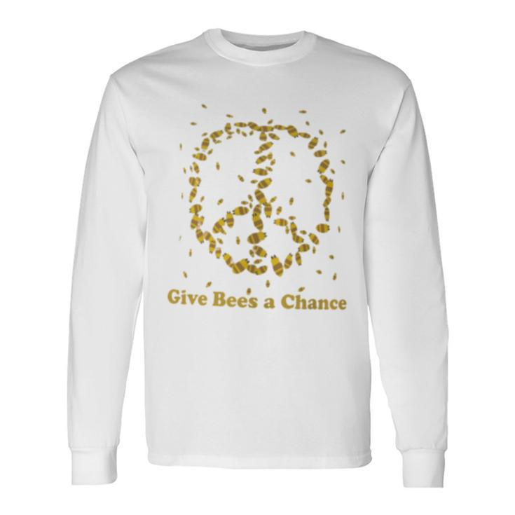 Give Bees A Chance Peace Sign Long Sleeve T-Shirt