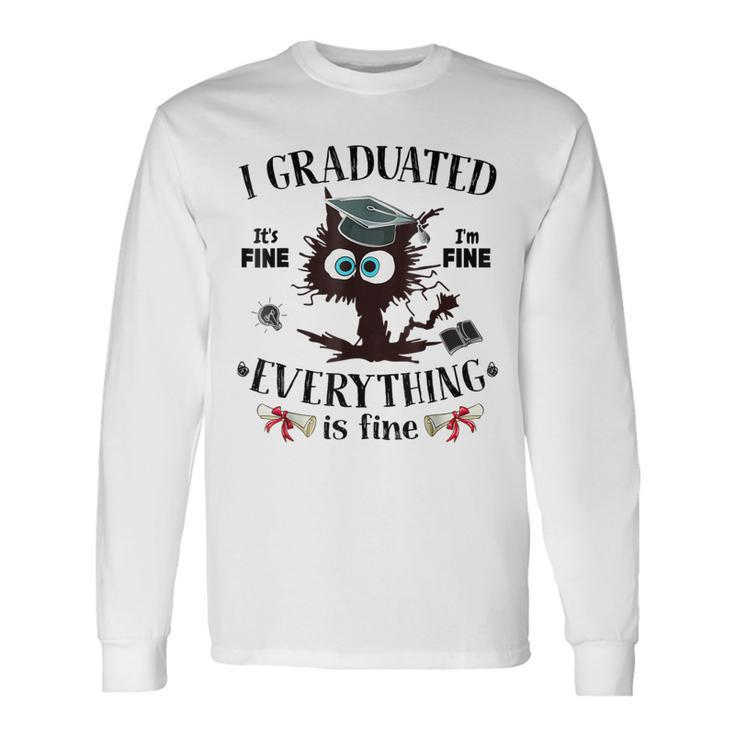 I Graduated Graduate Class 2024 Black Cat Graduation Long Sleeve T-Shirt