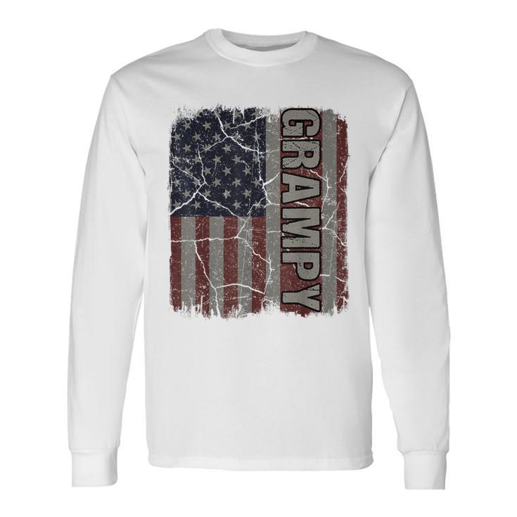 Grampy American Flag Vintage Father's Day 4Th Of July Long Sleeve T-Shirt