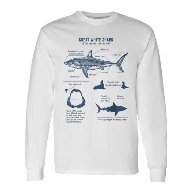 Great White Shark Anatomy Marine Biology Biologist Friend Long Sleeve T-Shirt