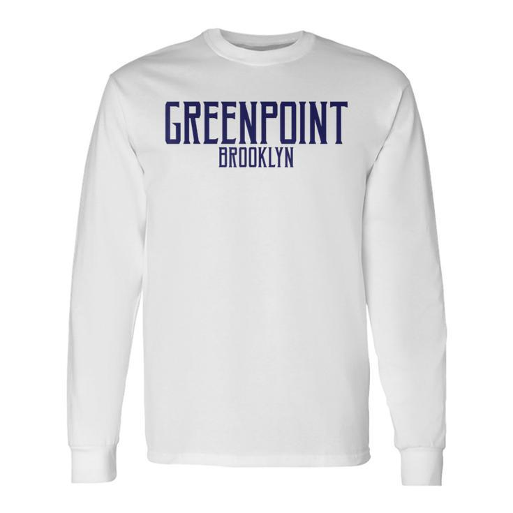 Greenpoint Vintage Text Navy Blue Print Long Sleeve T-Shirt