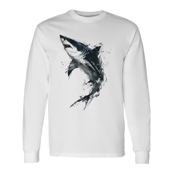 Hai Malerei Kunst Abstrakte Tierzeichnung Grafik Hai Langarmshirts Geschenkideen