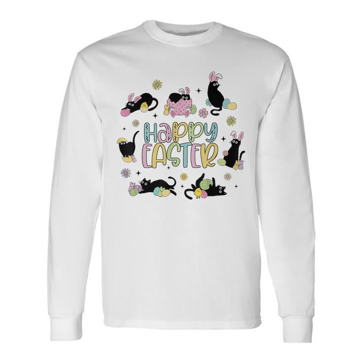 Happy Easter Cat Wearing Bunny Ear Bunny Cat Lover Long Sleeve T-Shirt Gifts ideas