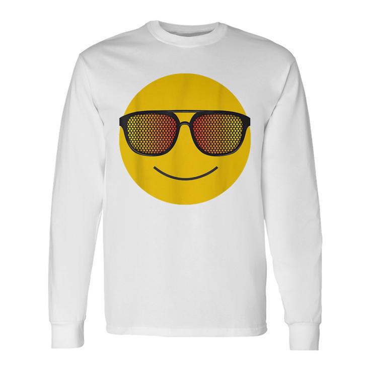 Happy Yellow Cartoon Face Party Sunglass Glasses Long Sleeve T-Shirt