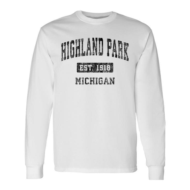 Highland Park Michigan Mi Vintage Sports Black Long Sleeve T-Shirt