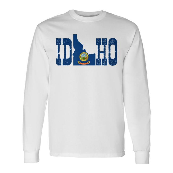 Idaho State And Idaho Flag With Pride For Idaho Long Sleeve T-Shirt Gifts ideas