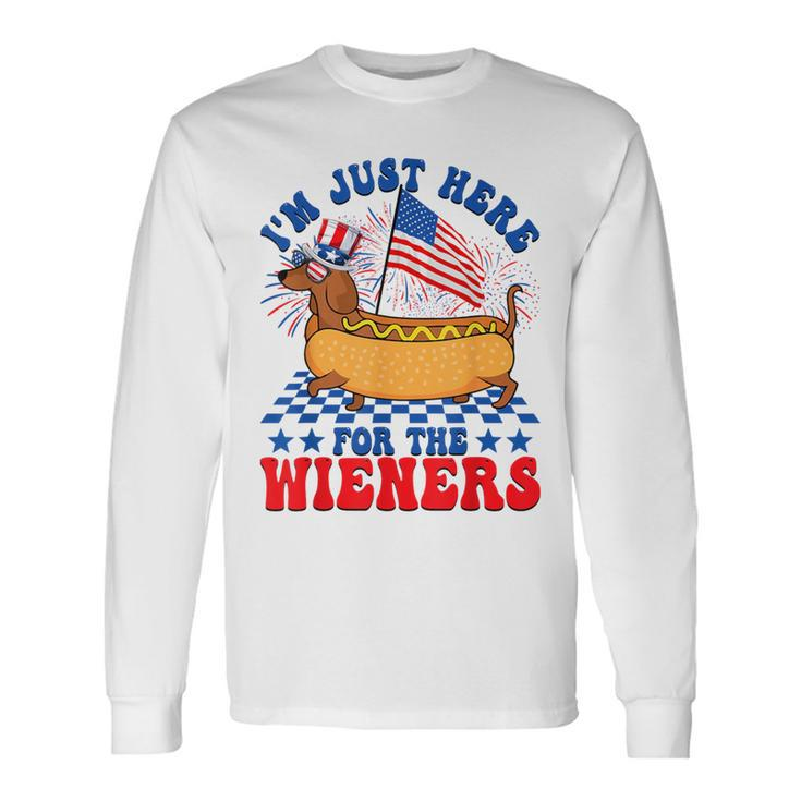 I'm Just Here For Wieners Dachshund Dog Hotdog 4Th Of July Long Sleeve T-Shirt