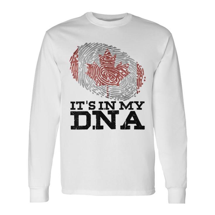 It's In My Dna Canadian Canada Flag Hockey Fan Long Sleeve T-Shirt