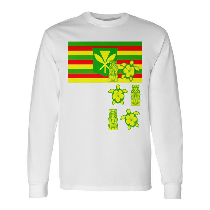 Kanaka Maoli Hawaii Flag Hawaiian Pride Long Sleeve T-Shirt