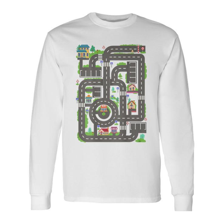 Kid Play Cars On Dad Back Race Track Mat Fathers Day Long Sleeve T-Shirt Gifts ideas