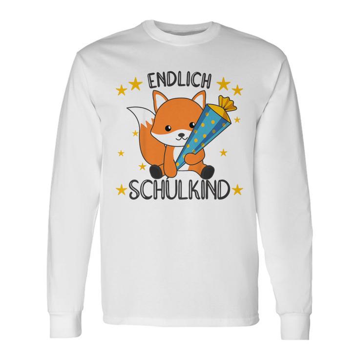 Kinder Endlich Schulkind 2024 Fox School Cone School Fox Gray Langarmshirts Geschenkideen