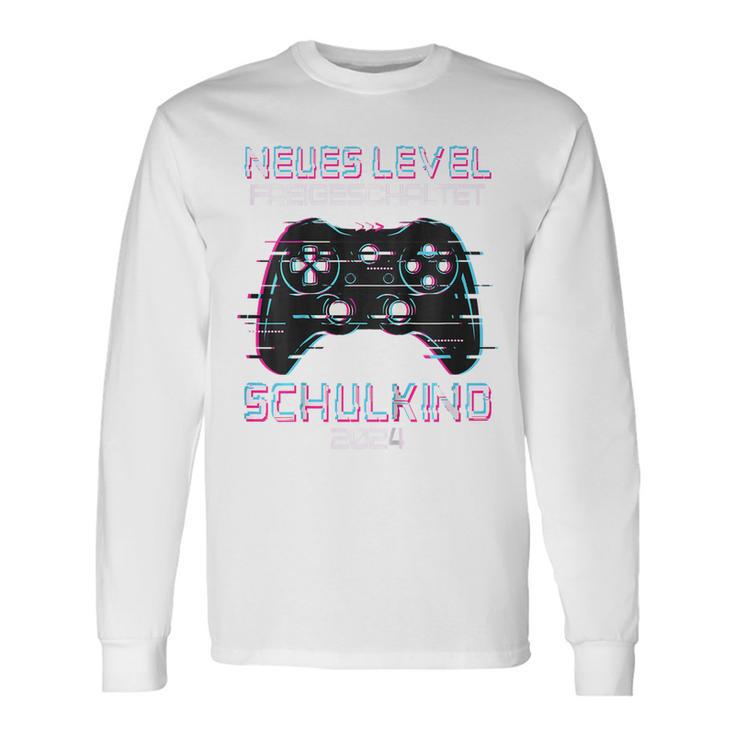 Kinder Neues Level Preigeschaltet Schulkind 2024 Einschulung Gaming Langarmshirts Geschenkideen