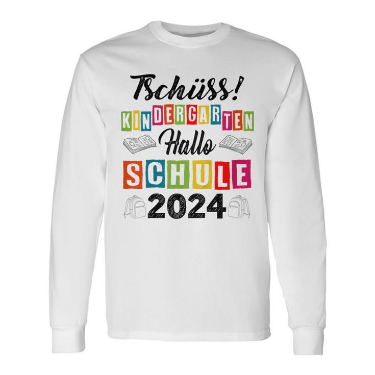 Kinder Tschüss Kindergarten Hallo Schule 2024 Kita Abgänger Langarmshirts Geschenkideen