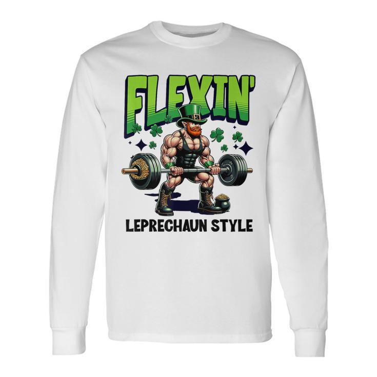 Leprechaun Weight Lifter Irish Workout Gym Long Sleeve T-Shirt