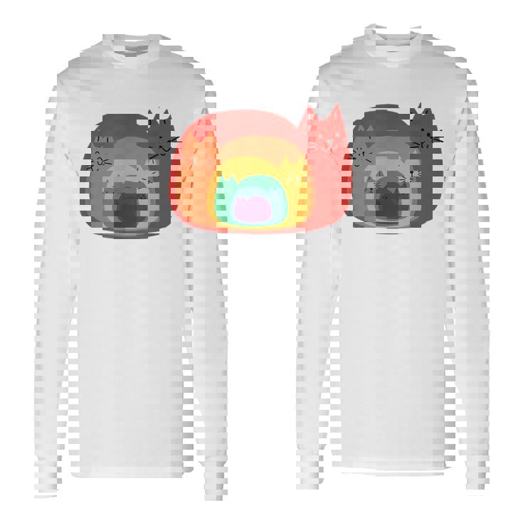 Lindo Gato Arco Iris Adorable Camiseta de manga larga Ideas de regalos
