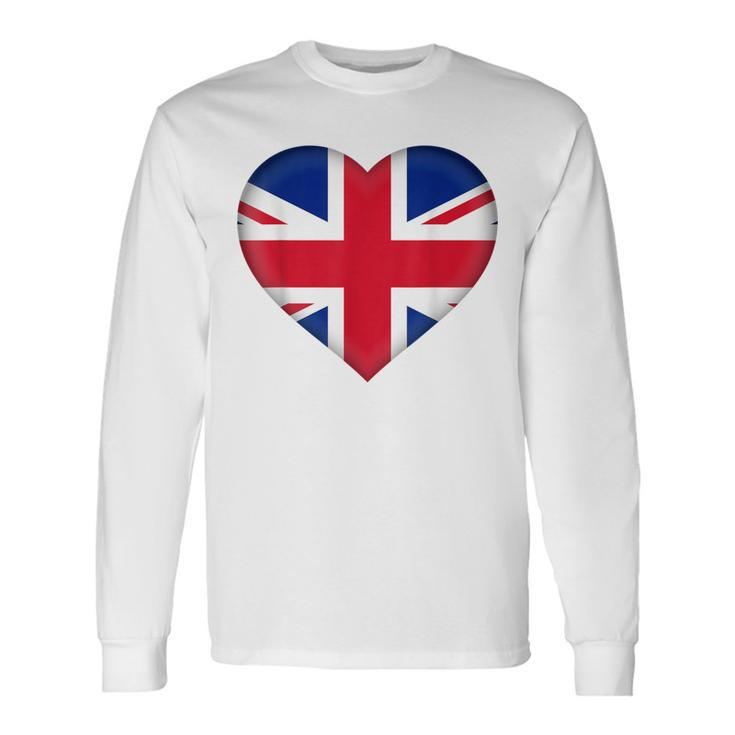 I Love United Kingdom Uk British Flag Heart Outfit Long Sleeve T-Shirt