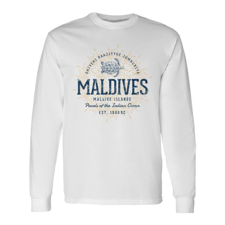 Maldives Retro Style Vintage Maldives White S Langarmshirts Geschenkideen