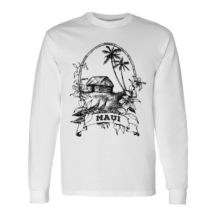 Maui Hawaii Vintage Retro Throwback Classic Vacation Long Sleeve T-Shirt