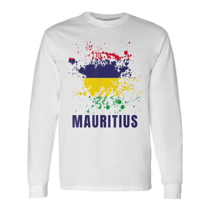 Mauritius Retro Vintage Watercolors Sport Mauritian Flag Long Sleeve T-Shirt