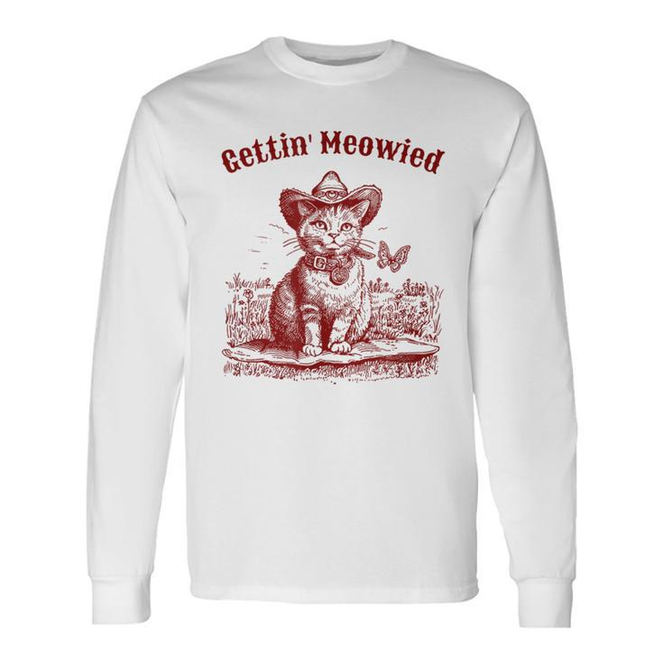 Meowdy Bachelorette Party Cowgirl Cowboy Cat Bridal Squad Long Sleeve T-Shirt