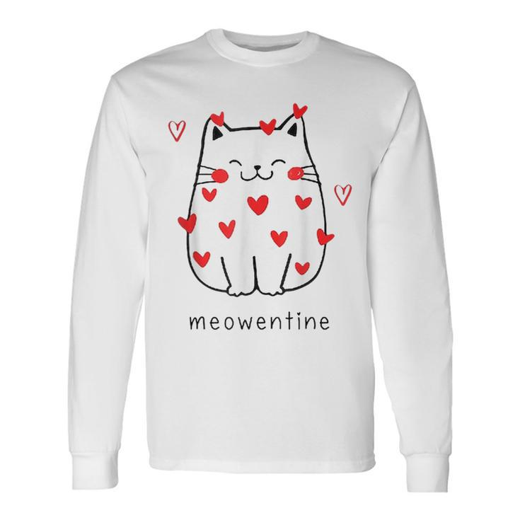 Meowentine Cute Cat Valentine Day 2023 Cute Long Sleeve T-Shirt Gifts ideas