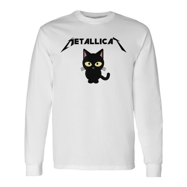 Metallicat Black Cat Lover Rock Heavy Metal Music Joke Long Sleeve T-Shirt