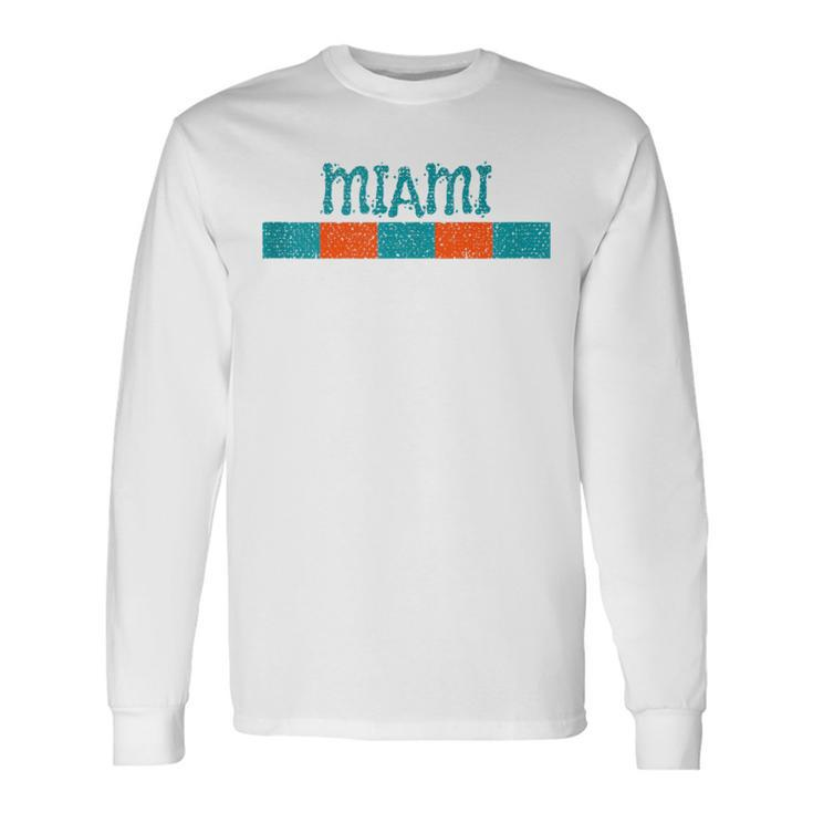 Miami Florida Retro Vintage Weathered Throwback Long Sleeve T-Shirt